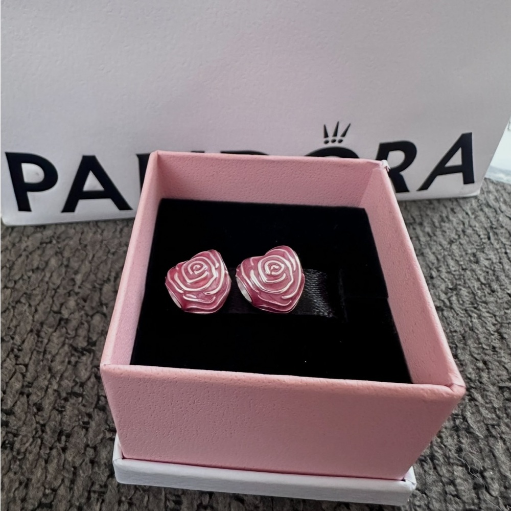 925 Pink Rose Charms